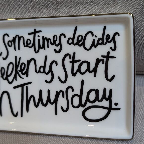 Kate Spade New York x Lenox Spirit of Adventure White Trinket Tray Gold Rim Dish - Picture 4 of 8